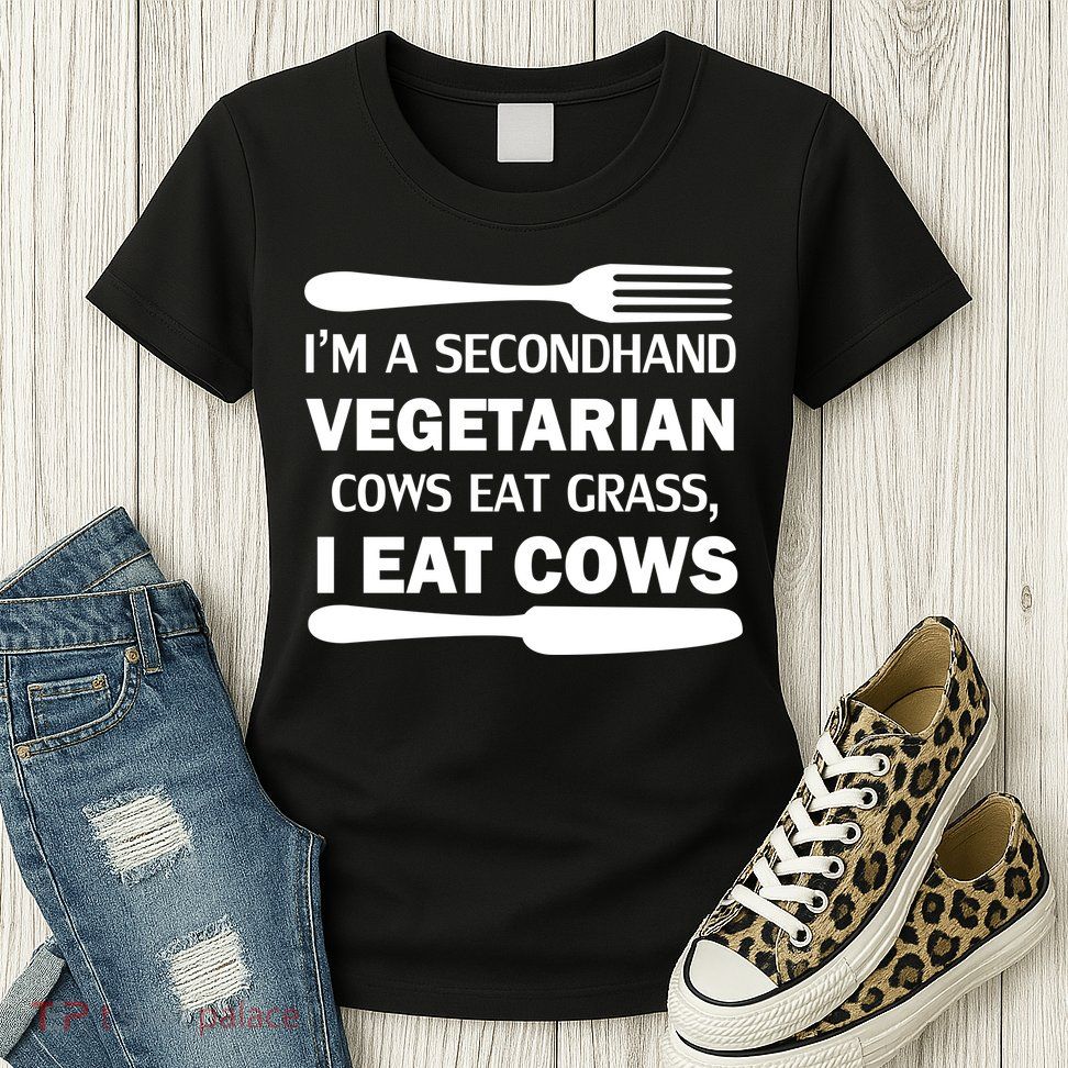 Secondhand Vegetarian Cows Eat Grass Womens T-Shirt