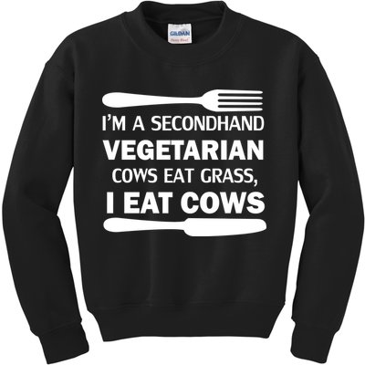 Secondhand Vegetarian Cows Eat Grass Kids Sweatshirt