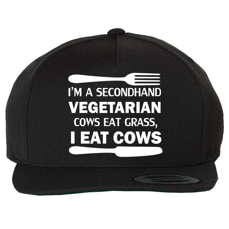 Secondhand Vegetarian Cows Eat Grass Wool Snapback Cap
