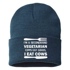 Secondhand Vegetarian Cows Eat Grass Sustainable Knit Beanie