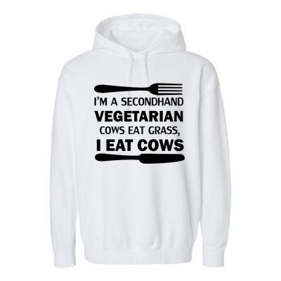 Secondhand Vegetarian Cows Eat Grass Garment-Dyed Fleece Hoodie