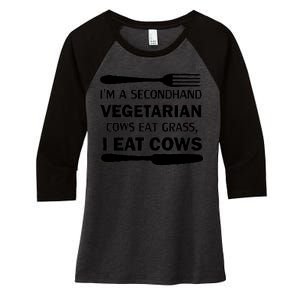 Secondhand Vegetarian Cows Eat Grass Women's Tri-Blend 3/4-Sleeve Raglan Shirt