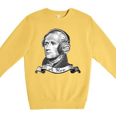 Secretary Alexander Hamilton A. Ham Headphones Premium Crewneck Sweatshirt