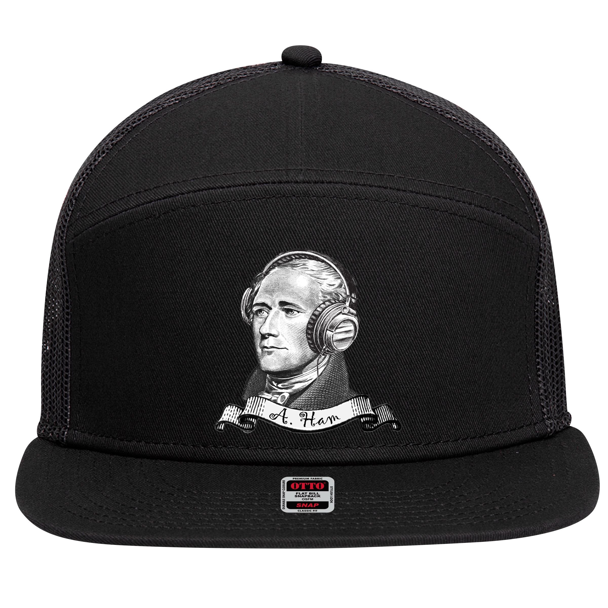 Secretary Alexander Hamilton A. Ham Headphones 7 Panel Mesh Trucker Snapback Hat