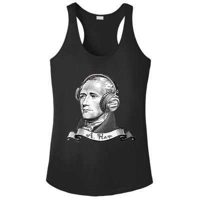 Secretary Alexander Hamilton A. Ham Headphones Ladies PosiCharge Competitor Racerback Tank