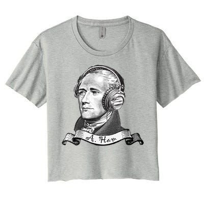 Secretary Alexander Hamilton A. Ham Headphones Women's Crop Top Tee