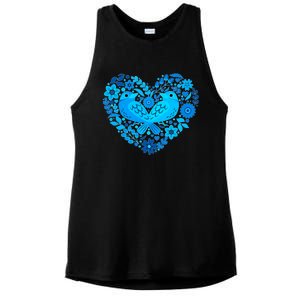 Secrets Blur Bird Heart Ladies PosiCharge Tri-Blend Wicking Tank