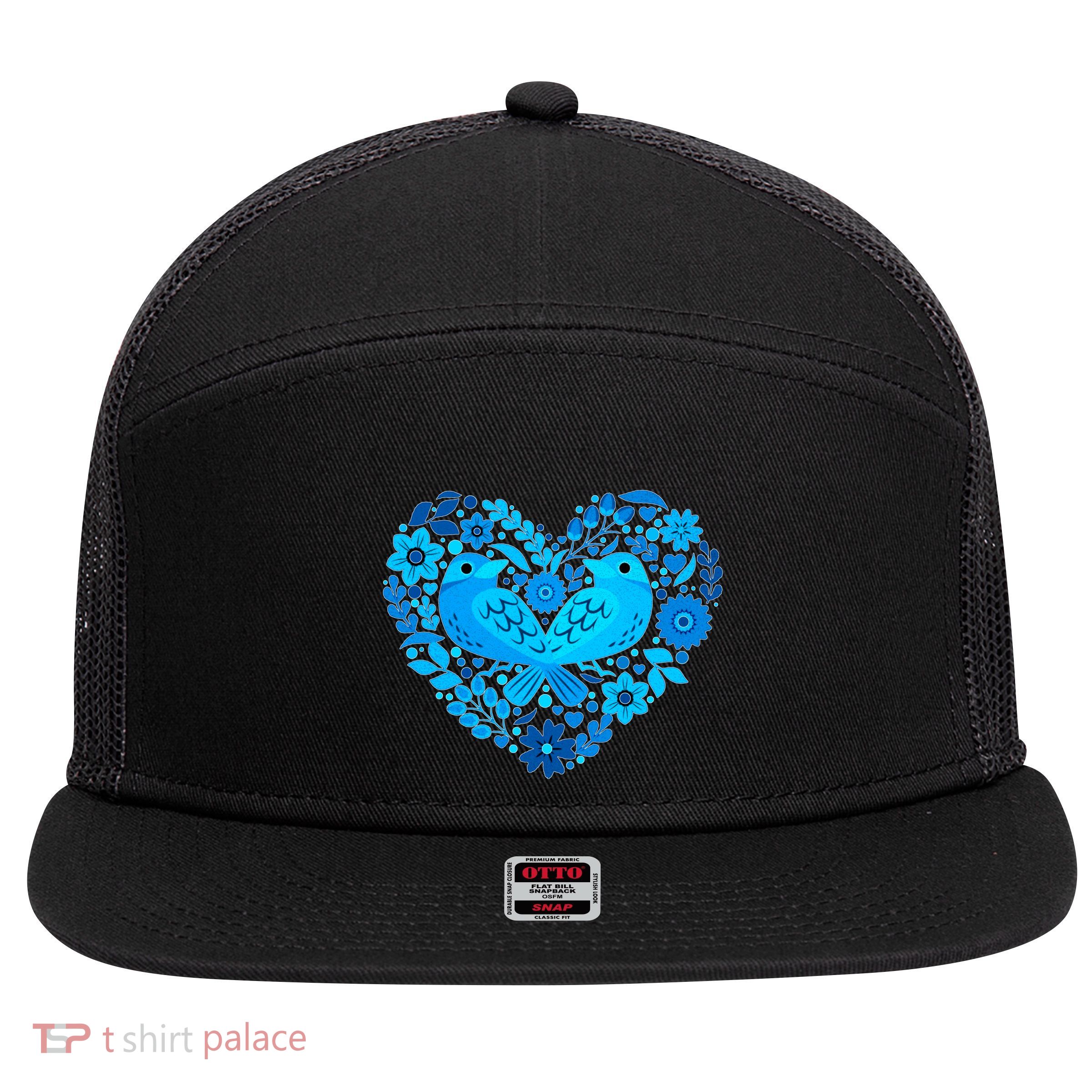 Secrets Blur Bird Heart 7 Panel Mesh Trucker Snapback Hat