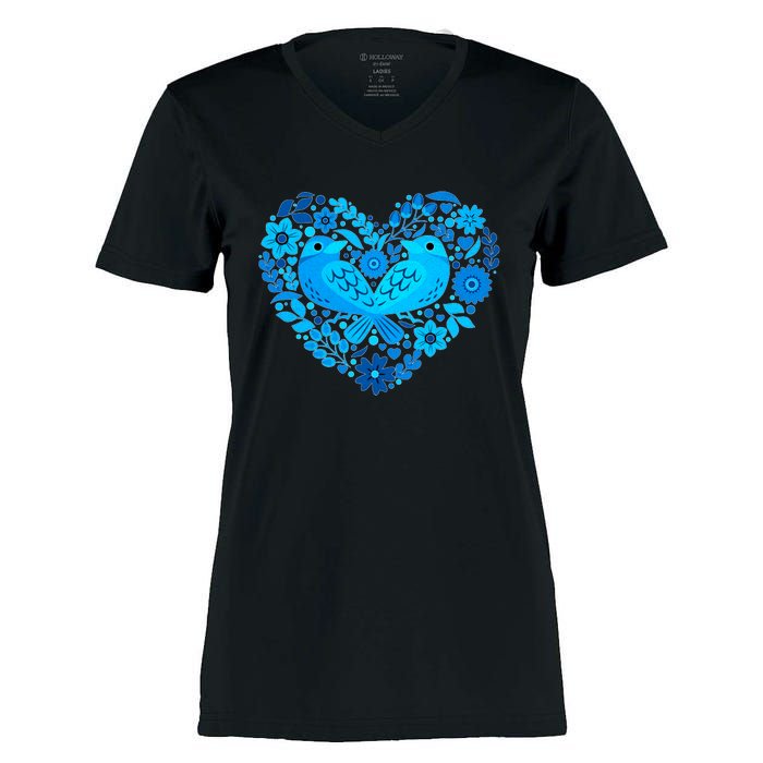 Secrets Blur Bird Heart Women's Momentum V-Neck T-Shirt