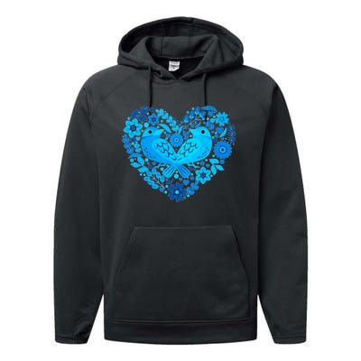 Secrets Blur Bird Heart Performance Fleece Hoodie