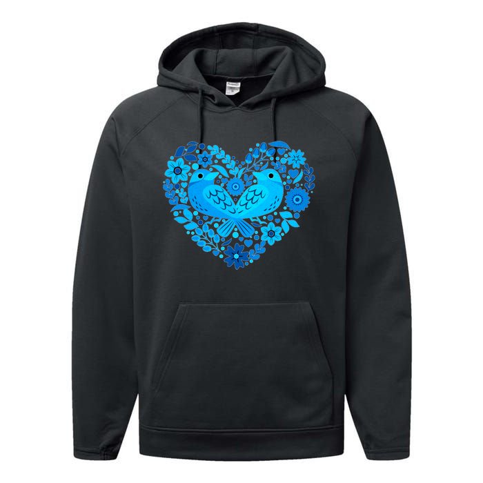 Secrets Blur Bird Heart Performance Fleece Hoodie