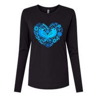 Secrets Blur Bird Heart Womens Cotton Relaxed Long Sleeve T-Shirt