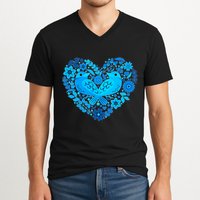 Secrets Blur Bird Heart V-Neck T-Shirt