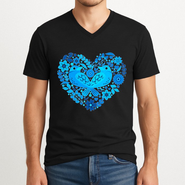 Secrets Blur Bird Heart V-Neck T-Shirt