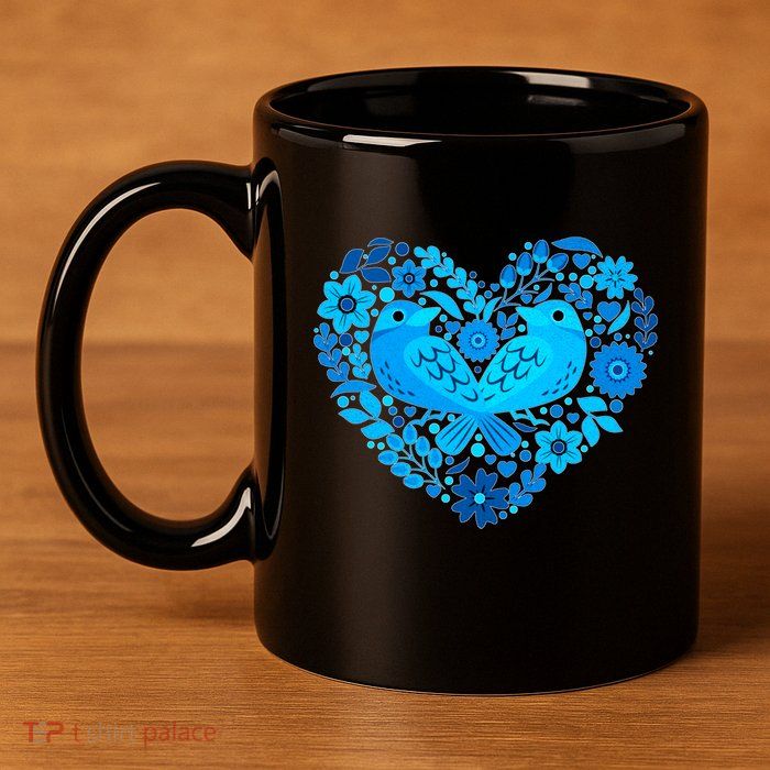 Secrets Blur Bird Heart 11oz C Handle Ceramic Mug