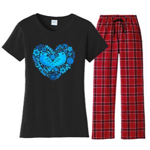 Secrets Blur Bird Heart Women's Flannel Pajama Set