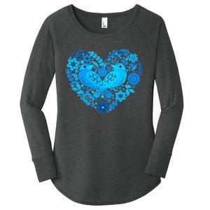 Secrets Blur Bird Heart Women's Perfect Tri Tunic Long Sleeve Shirt