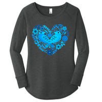 Secrets Blur Bird Heart Women's Perfect Tri Tunic Long Sleeve Shirt