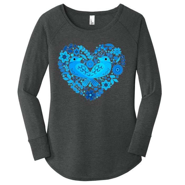 Secrets Blur Bird Heart Women's Perfect Tri Tunic Long Sleeve Shirt