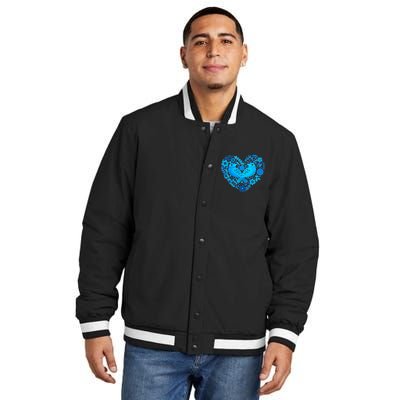 Secrets Blur Bird Heart Insulated Varsity Jacket