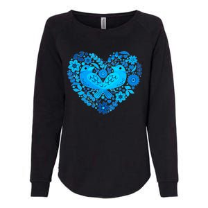 Secrets Blur Bird Heart Womens California Wash Sweatshirt