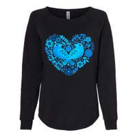 Secrets Blur Bird Heart Womens California Wash Sweatshirt