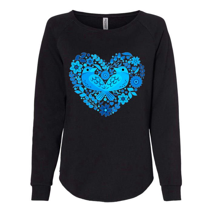 Secrets Blur Bird Heart Womens California Wash Sweatshirt