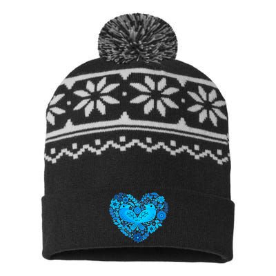 Secrets Blur Bird Heart USA-Made Snowflake Beanie