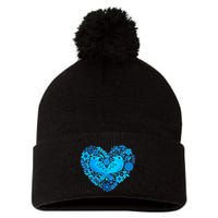 Secrets Blur Bird Heart Pom Pom 12in Knit Beanie