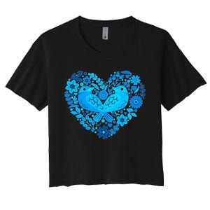 Secrets Blur Bird Heart Women's Crop Top Tee