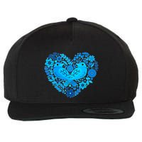 Secrets Blur Bird Heart Wool Snapback Cap