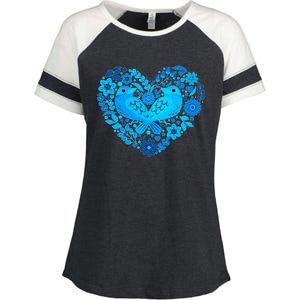 Secrets Blur Bird Heart Enza Ladies Jersey Colorblock Tee