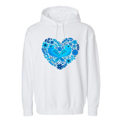 Secrets Blur Bird Heart Garment-Dyed Fleece Hoodie