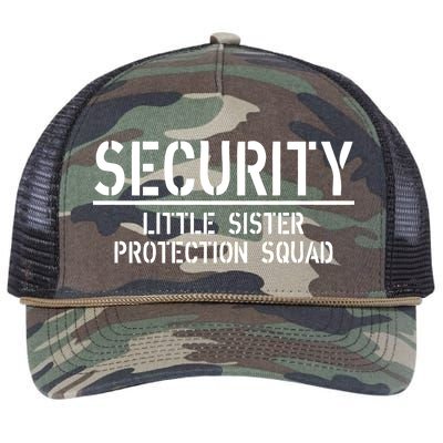 SECURITY Little Sister Protection Squad Funny Big Brother Retro Rope Trucker Hat Cap