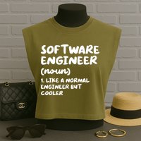 Software Engineer Definition Funny Engineering Garment-Dyed Women's Muscle Tee