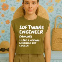 Software Engineer Definition Funny Engineering Garment-Dyed Women's Muscle Tee
