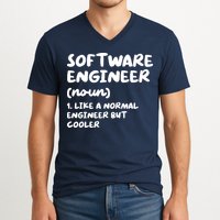 Software Engineer Definition Funny Engineering V-Neck T-Shirt