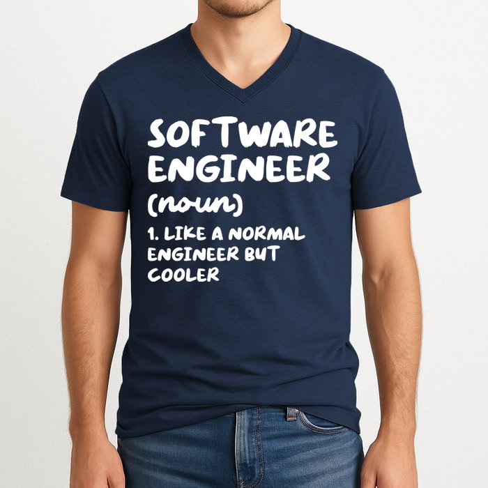 Software Engineer Definition Funny Engineering V-Neck T-Shirt