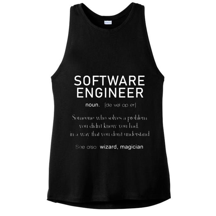 Software Engineer Definition Shirts Coder Definition Ladies PosiCharge Tri-Blend Wicking Tank