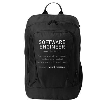 Software Engineer Definition Shirts Coder Definition City Backpack