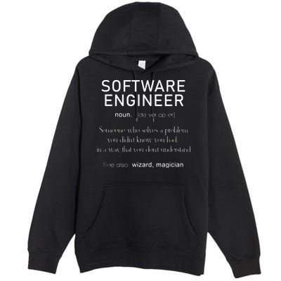 Software Engineer Definition Shirts Coder Definition Premium Pullover Hoodie