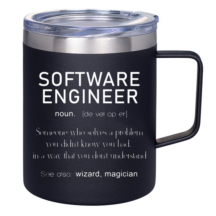 Software Engineer Definition Shirts Coder Definition 12oz Stainless Steel Coffee Mug