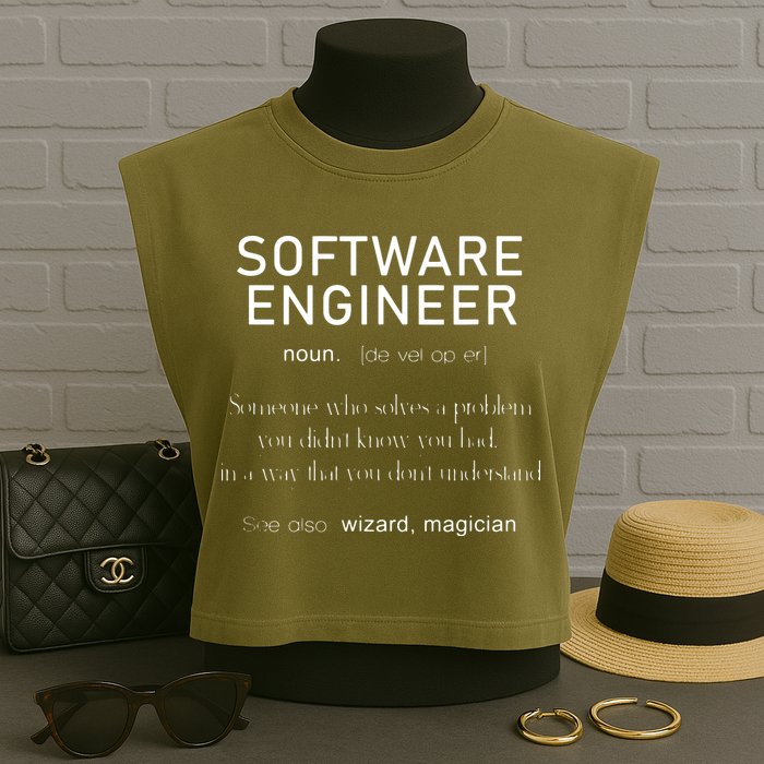 Software Engineer Definition Shirts Coder Definition Garment-Dyed Women's Muscle Tee