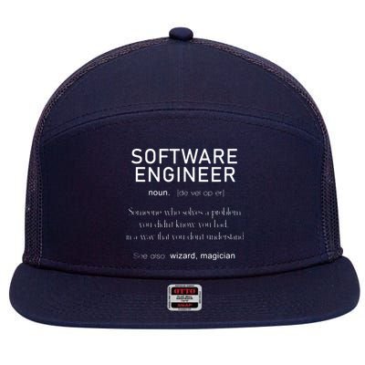 Software Engineer Definition Shirts Coder Definition 7 Panel Mesh Trucker Snapback Hat