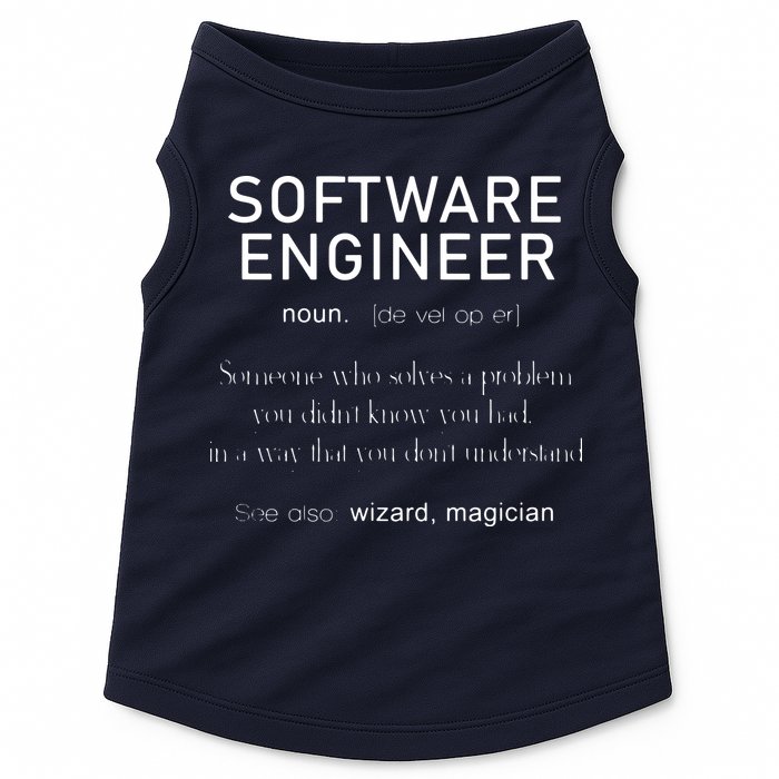 Software Engineer Definition Shirts Coder Definition Doggie Tank