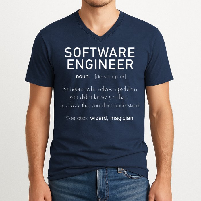 Software Engineer Definition Shirts Coder Definition V-Neck T-Shirt
