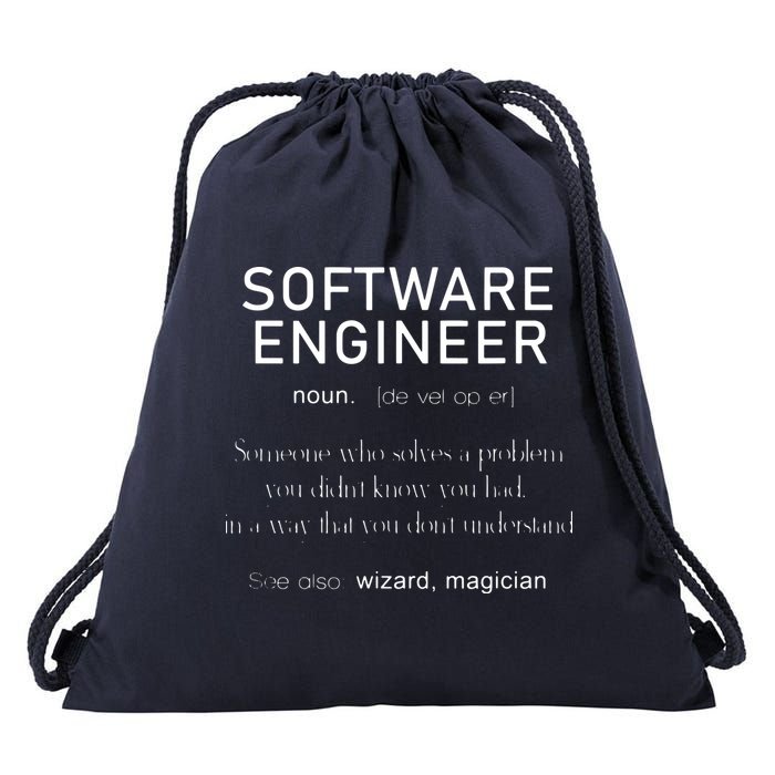 Software Engineer Definition Shirts Coder Definition Drawstring Bag