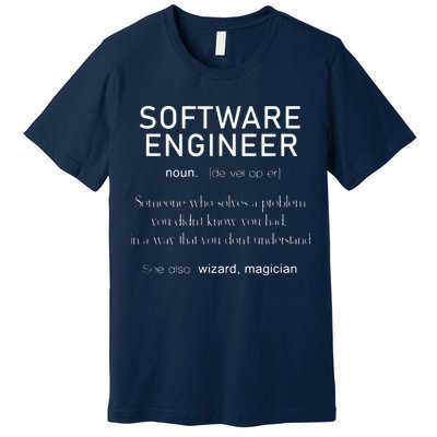 Software Engineer Definition Shirts Coder Definition Premium T-Shirt