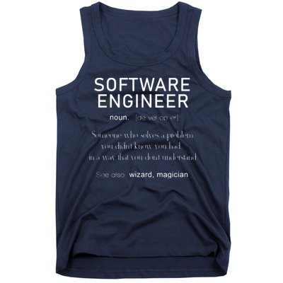 Software Engineer Definition Shirts Coder Definition Tank Top