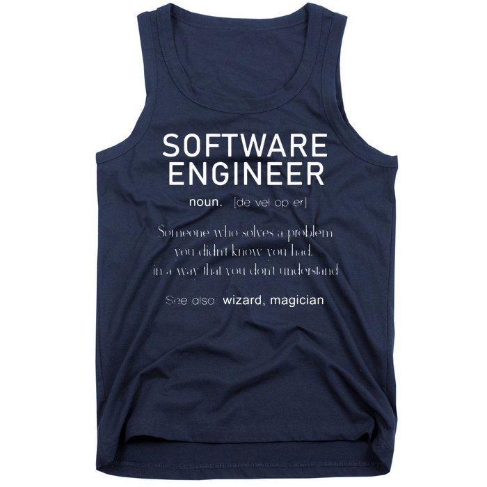 Software Engineer Definition Shirts Coder Definition Tank Top